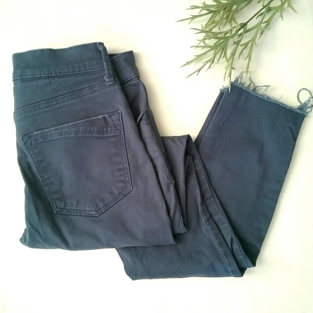 EXPRESS | distressed raw hem blue skinny pants |00